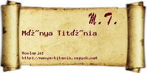 Mánya Titánia névjegykártya
